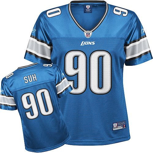 Lions #90 Ndamukong Suh Blue Women's Team Color Stitched NFL Jersey - Click Image to Close